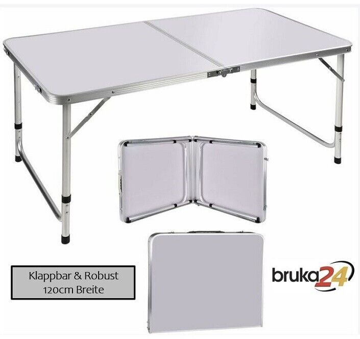 Campingtisch COMPACT Weiß Klapptisch klappbarer Gartentisch klappbar T – bruka24