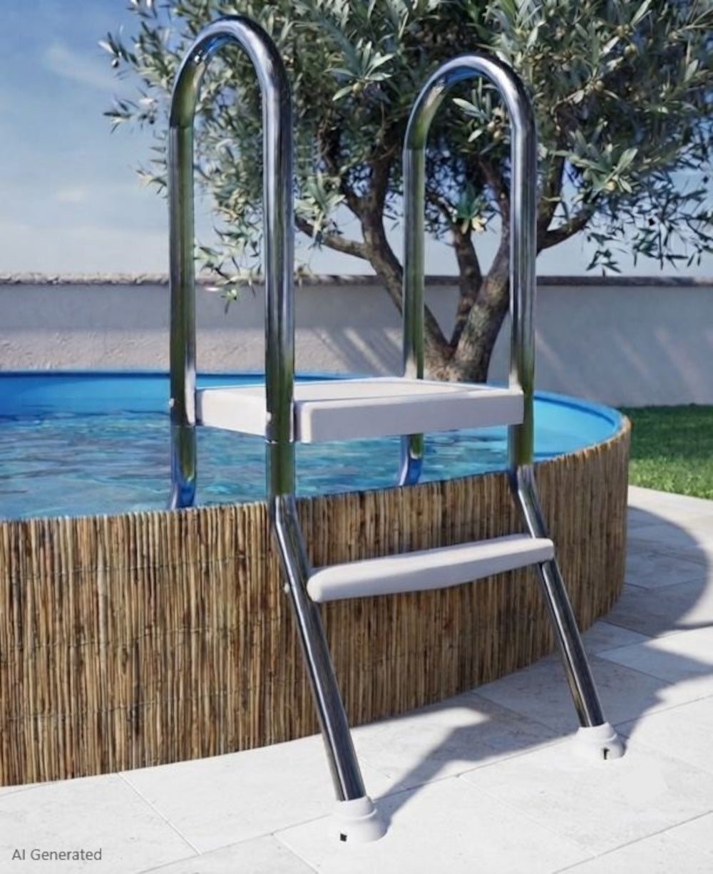 Edelstahl Poolleiter EASY teilversenkte Becken Pool Leiter Schwimmbad Treppe