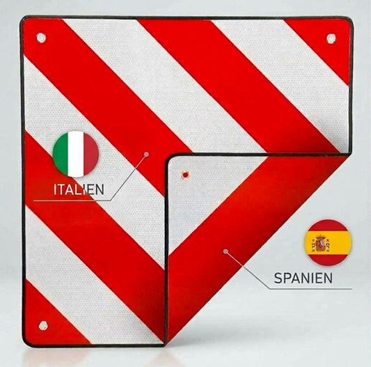 50x50 Warnschild Fahrradträger Warntafel Rot Weiß Parkwarntafel Italien Spanien
