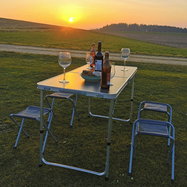 Klappbarer Campingtisch CAMPIXX mit 4 Hockern klappbar Tisch Klapptisc – bruka24
